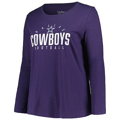 Women's '47 Navy Dallas Cowboys Plus Size Honey Cat SOA Long Sleeve T-Shirt