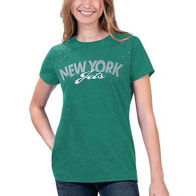 Women's G-III 4Her by Carl Banks Heathered Green New York Jets Main Game T-Shirt