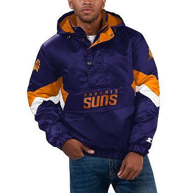 Men's Starter  Purple Phoenix Suns Force Play Satin Hoodie Half-Zip Jacket