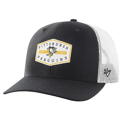 Men's '47 Black Pittsburgh Penguins Convoy Trucker Adjustable Hat