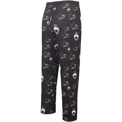 Men's Concepts Sport Black San Jose Sharks Gauge Allover Print Knit Sleep Pants