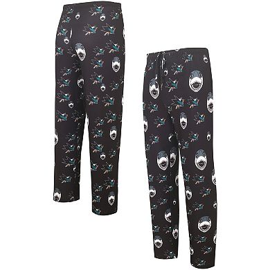 Men's Concepts Sport Black San Jose Sharks Gauge Allover Print Knit Sleep Pants