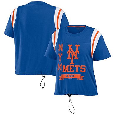 Women's WEAR by Erin Andrews Royal New York Mets Cinched Colorblock T-Shirt