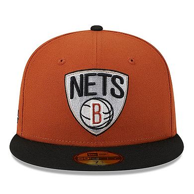 Men's New Era Rust/Black Brooklyn Nets Two-Tone 59FIFTY Fitted Hat