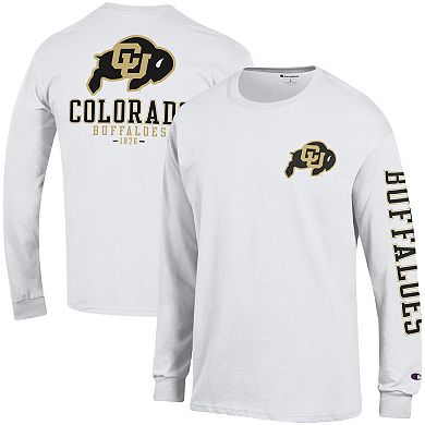 Men's Champion  White Colorado Buffaloes Team Stack 3-Hit Long Sleeve T-Shirt