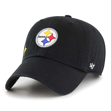 Women's '47  Black Pittsburgh Steelers Confetti Icon Clean Up Adjustable Hat