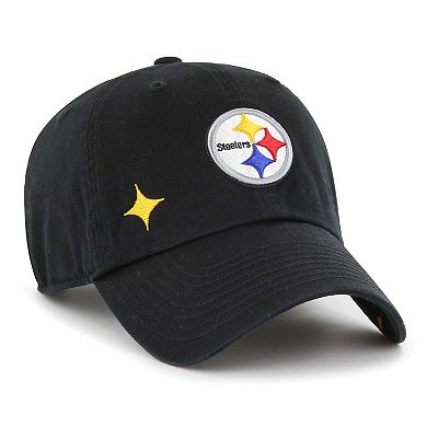 Women's '47  Black Pittsburgh Steelers Confetti Icon Clean Up Adjustable Hat