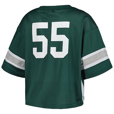 Women's Established & Co. #55 Green Michigan State Spartans Fashion Boxy Cropped Football Jersey