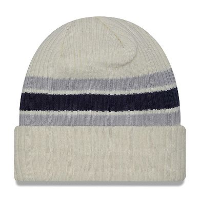 Men's New Era Cream Dallas Cowboys Team Stripe Cuffed Knit Hat