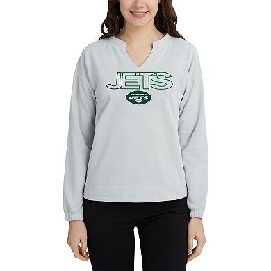 Women's Concepts Sport Gray New York Jets Sunray Notch Neck Long Sleeve T-Shirt