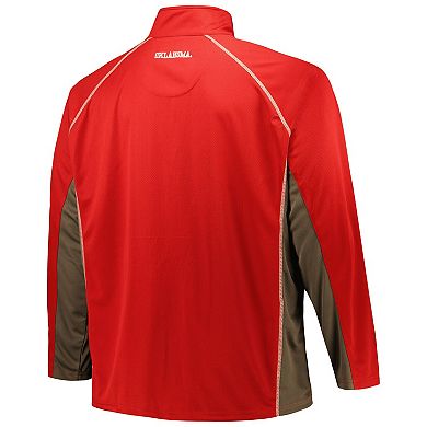 Men's Profile Crimson Oklahoma Sooners Big & Tall Quarter-Zip Raglan Jacket
