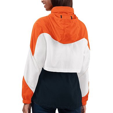 Women's G-III 4Her by Carl Banks Navy/Orange Chicago Bears Tie Breaker Lightweight Quarter-Zip Jacket