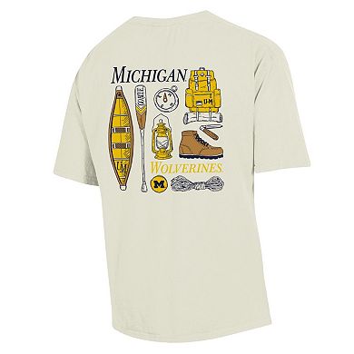 Men's Comfort Wash Cream Michigan Wolverines Camping Trip T-Shirt