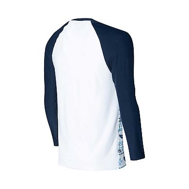 Men's Concepts Sport White/Navy Tennessee Titans Tinsel Raglan Long Sleeve T-Shirt & Pants Sleep Set