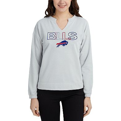 Women's Concepts Sport Gray Buffalo Bills Sunray Notch Neck Long Sleeve T-Shirt