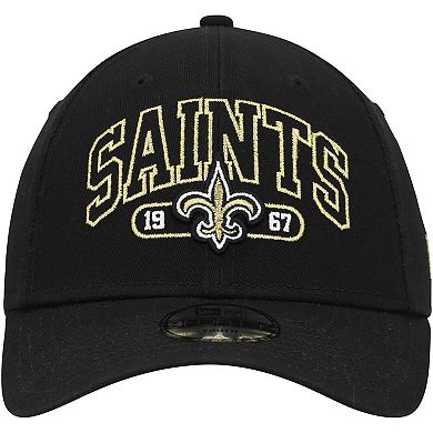 Youth New Era Black New Orleans Saints Outline 9FORTY Adjustable Hat