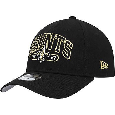 Youth New Era Black New Orleans Saints Outline 9FORTY Adjustable Hat