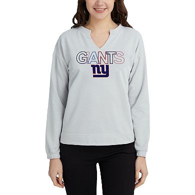 Women's Concepts Sport Gray New York Giants Sunray Notch Neck Long Sleeve T-Shirt