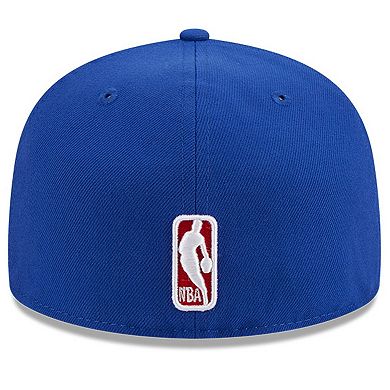 Men's New Era Blue Detroit Pistons Chainstitch Logo Pin 59FIFTY Fitted Hat