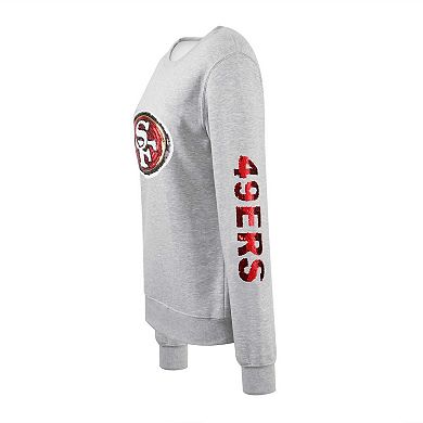 Women's Cuce Heather Gray San Francisco 49ers Sequined Logo Pullover Sweatshirt