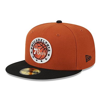 Men's New Era Rust/Black Philadelphia 76ers Two-Tone 59FIFTY Fitted Hat