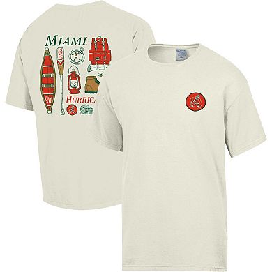 Men's Comfort Wash Cream Miami Hurricanes Camping Trip T-Shirt