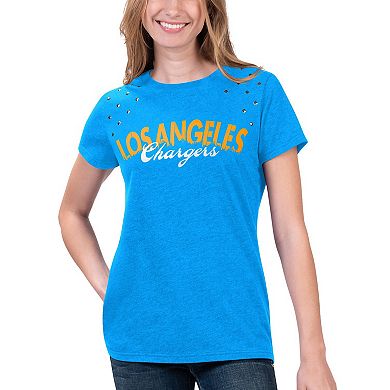 Women's G-III 4Her by Carl Banks Heathered Powder Blue Los Angeles Chargers Main Game T-Shirt
