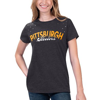 Women's G-III 4Her by Carl Banks Heathered Black Pittsburgh Steelers Main Game T-Shirt