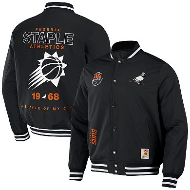 Men's NBA x Staple Black Phoenix Suns My City Full-Snap Varsity Jacket