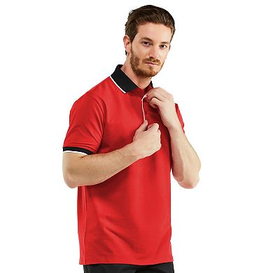Men's Classic-Fit Cotton-Blend Pique Polo Shirt with Contrast Collar
