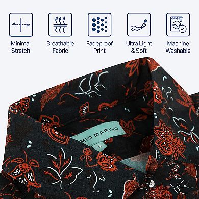 Mio Marino Mens Casual Button-Down Hawaiian Short Sleeve Shirt