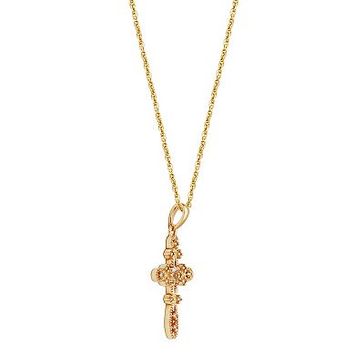 10k Gold 1/10 Carat T.W. Diamond Cross Pendant Necklace