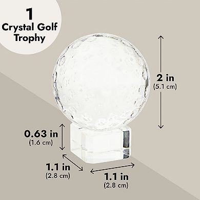 Crystal Golf Tournament Trophy with Base and Gift Box for Sports Tournament (2 x 3 In)