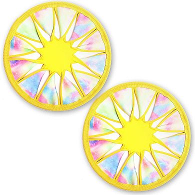 2 Pack Soft Catch Flying Disc Toys For Outdoor Family Games, Yellow, 12 Inches