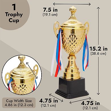 Large Gold Trophy Cup For Sports Competitions And Tournaments, 15.2 X7.5 X 4.75"