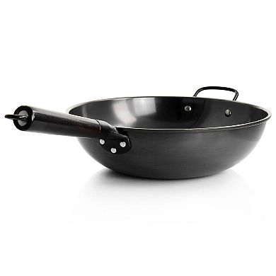 Gibson Home Debossed 13 Inch Heavy Gauge Carbon Steel Wok