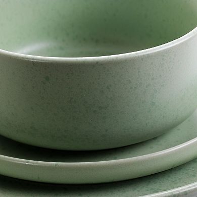Gibson Home Stone Lava 12 Piece Dinnerware Set in Matte Mint, Service for 4
