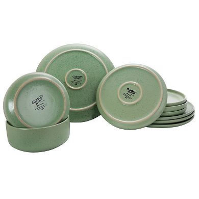 Gibson Home Stone Lava 12 Piece Dinnerware Set in Matte Mint, Service for 4