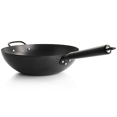 Gibson Home Hammered 13 Inch Heavy Gauge Carbon Steel Wok