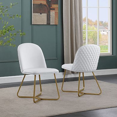 Best Quality Furniture Upholstered Dining Side Chair with Diamond Back Design (Set of 2)