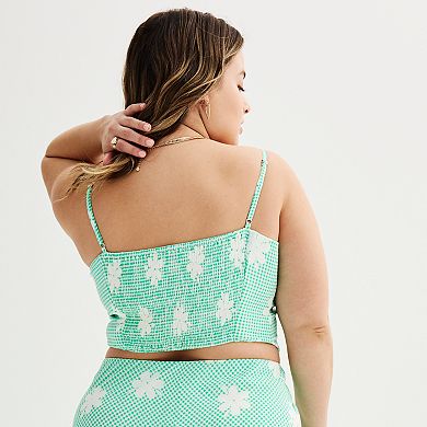 Juniors' Plus Size SO Jacquard Floral Fitted Bustier Tank Top