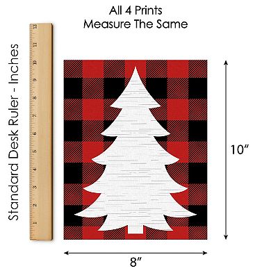 Big Dot of Happiness Holiday Plaid Trees Unframed Paper Wall Art - Set of 4 Artisms 8 x 10 in