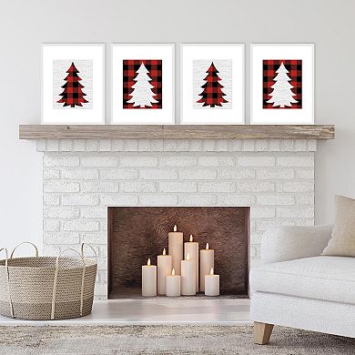 Big Dot of Happiness Holiday Plaid Trees Unframed Paper Wall Art - Set of 4 Artisms 8 x 10 in