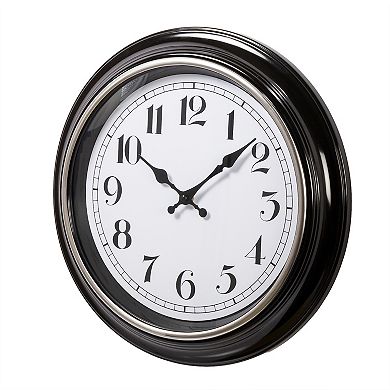 Kiera Grace Degraw Round Wall Clock with Brushed Silver Bezel
