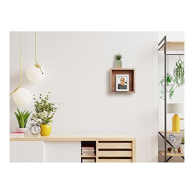 Kiera Grace Brown Small Square Cubby Floating Wall Shelf