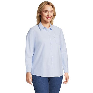 Plus Size Lands' End Long Sleeve Oxford Dress Shirt