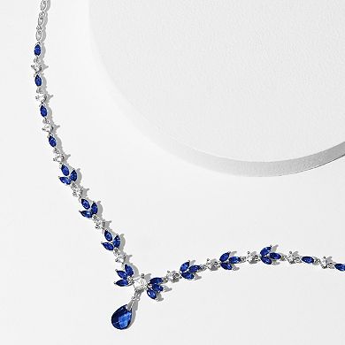 Sterling Silver Lab-Created Blue & White Sapphire Necklace