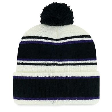Youth '47 White Baltimore Ravens Stripling Cuffed Knit Hat with Pom