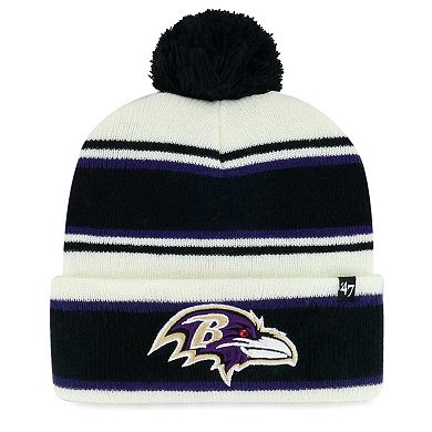 Youth '47 White Baltimore Ravens Stripling Cuffed Knit Hat with Pom