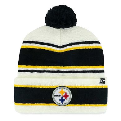 Youth '47 White Pittsburgh Steelers Stripling Cuffed Knit Hat with Pom